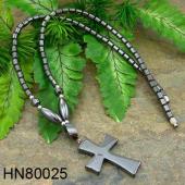 Hematite Cross Pendant Beads Stone Chain Choker Fashion Women Necklace